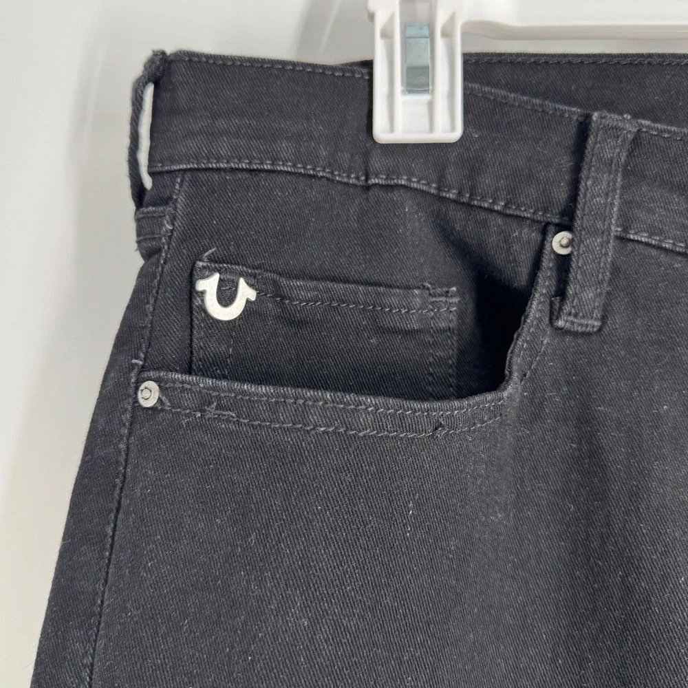 True Religion Rocco Relaxed Skinny Biker Jeans Black‎ Mens W34 L32 Moto